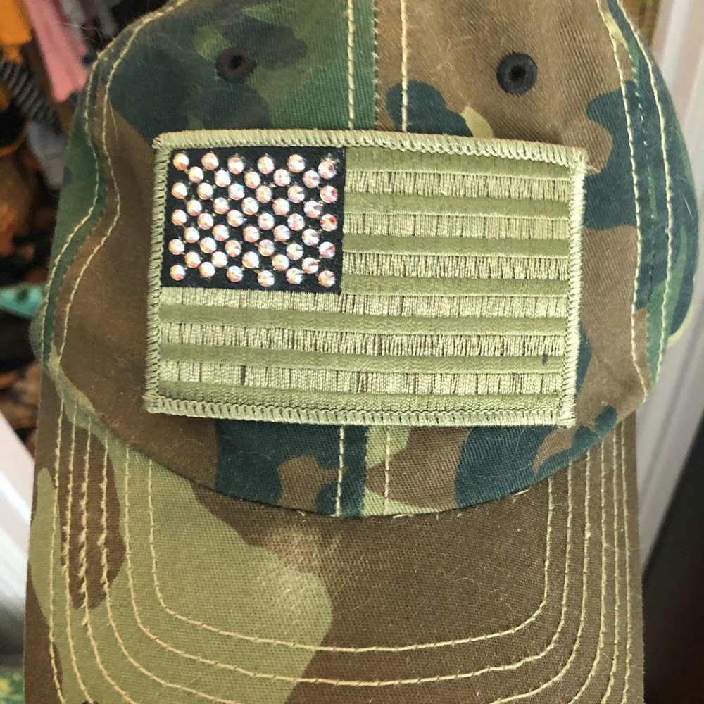 Crystal camouflage American Fag hat